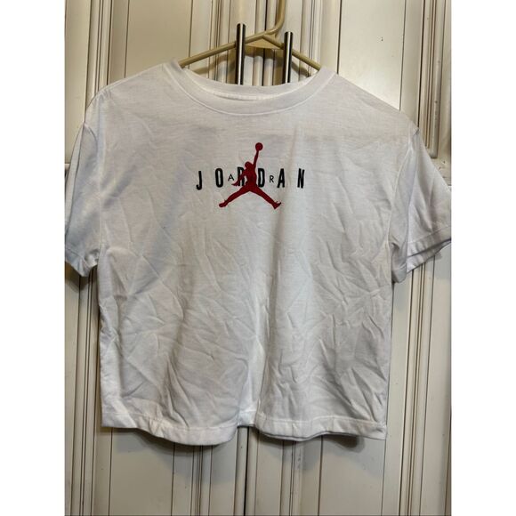 Air Jordan Girl's Crew Neck Logo Cropped T-shirt White Large (12-13Yrs) - Picture 3 of 5
